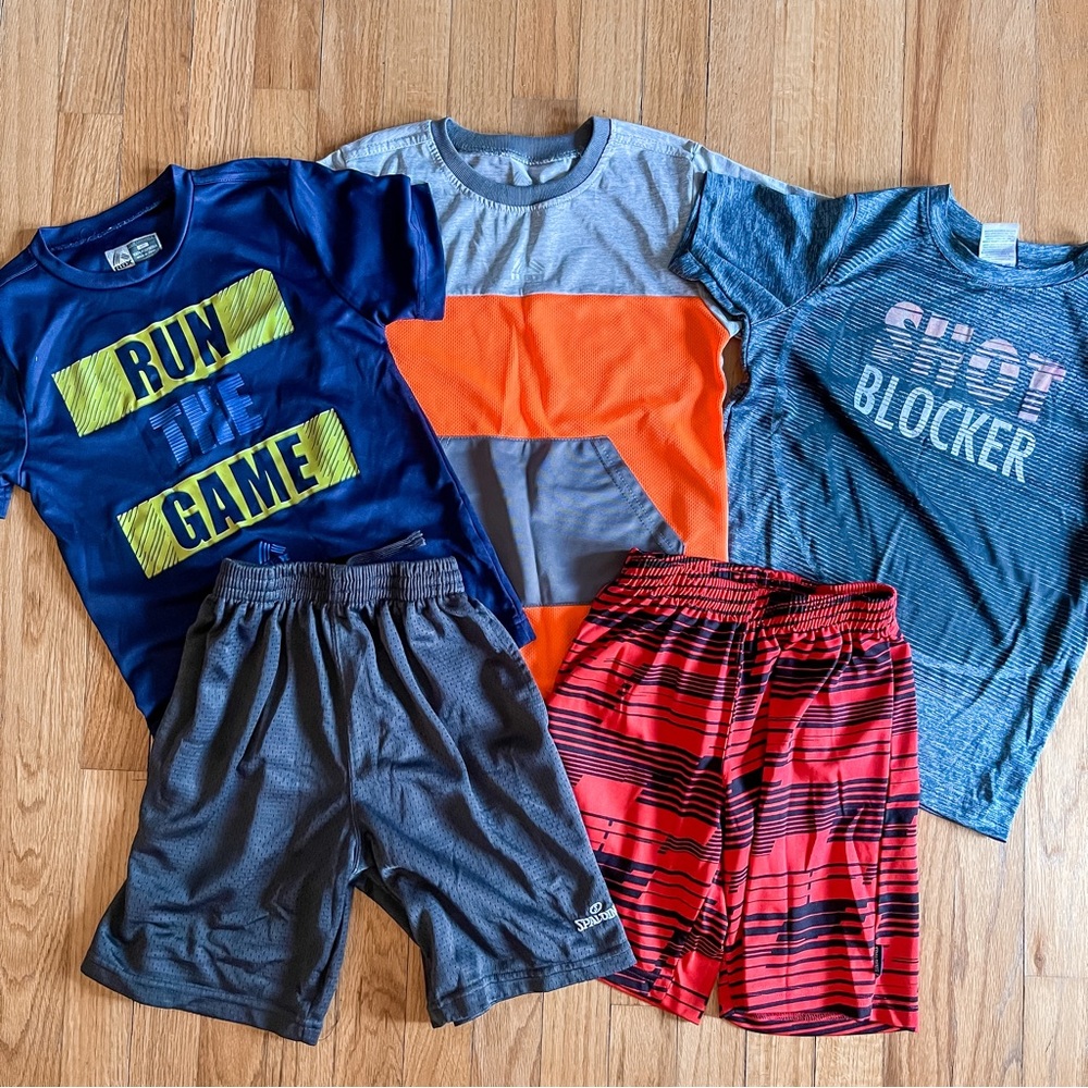 Set Of 5 Boy’s Athletic Shorts & Short Sleeve Tops Basketball Size 7